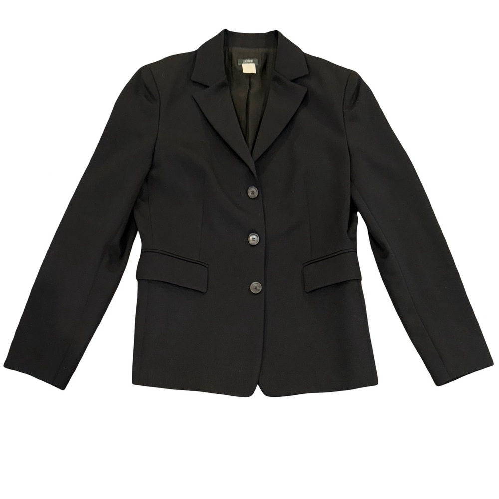J. Crew Women’s Blazer Jacket Sz 8 Black 100% Wool Business Career Office